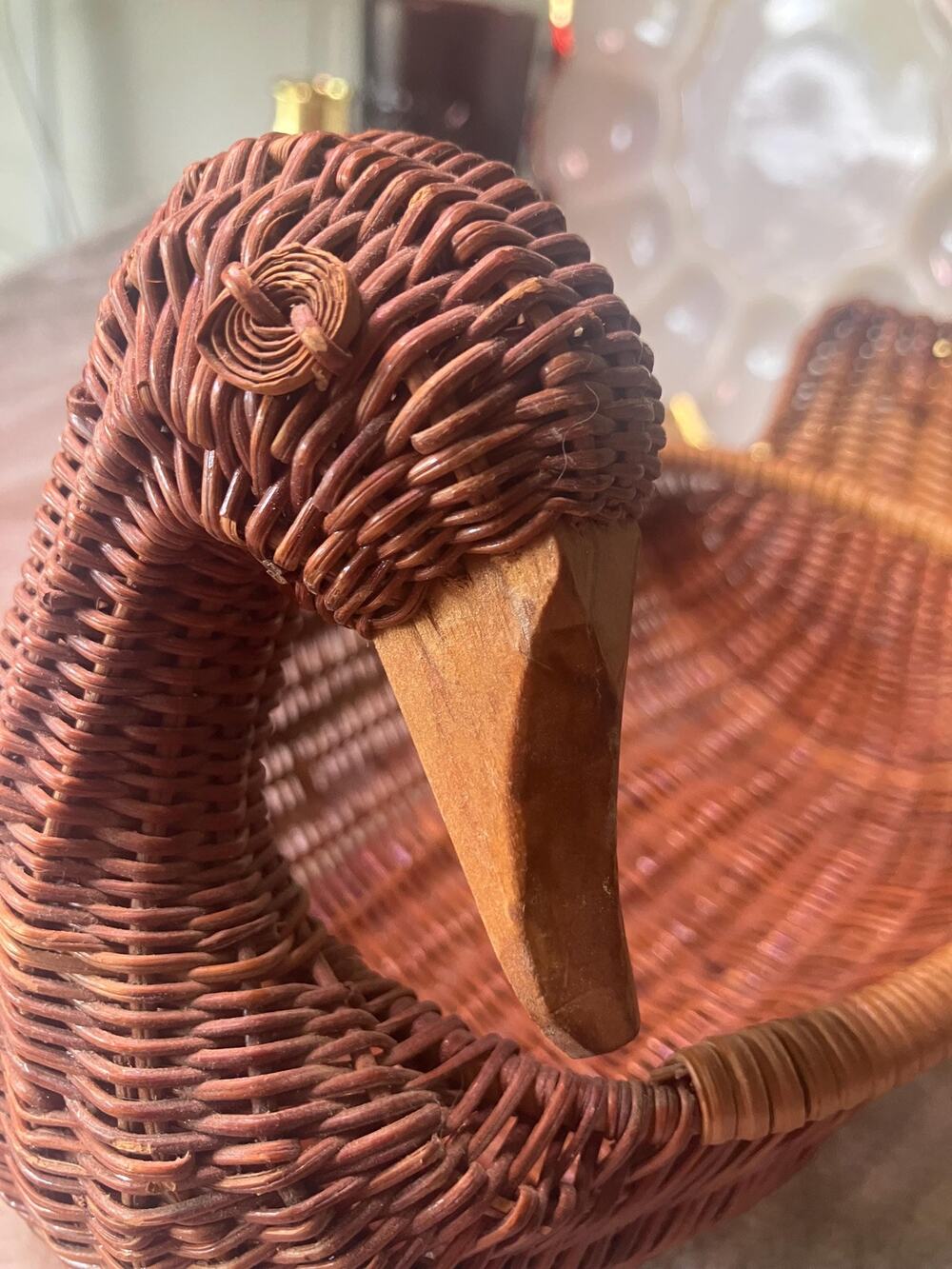Vintage Wicker Duck Basket